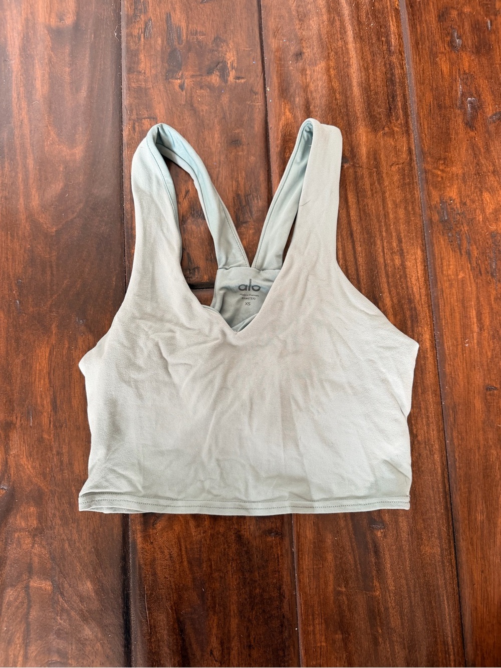 ALO Yoga Sage Green V-Neck Sports Bra